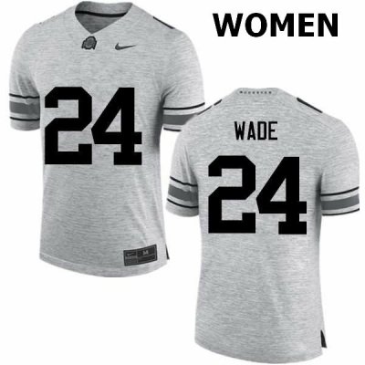 NCAA Ohio State Buckeyes Women's #24 Shaun Wade Gray Nike Football College Jersey IGG4545NC